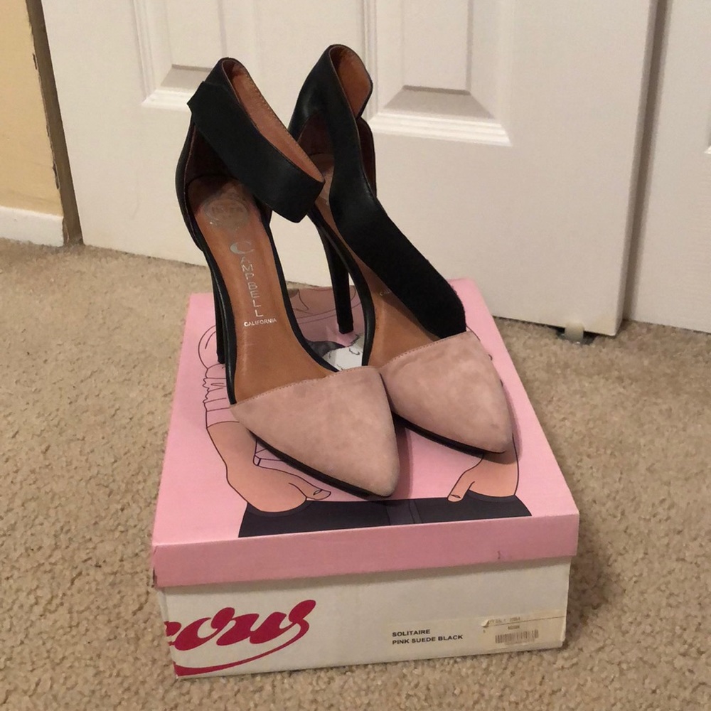 Jeffrey Campbell Pink Suede Black Heels